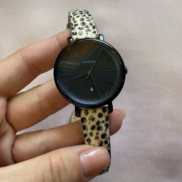 FOSSIL Women's Jacqueline Animal Print Leather Strap Watch 36mm - Picture 5 of 12